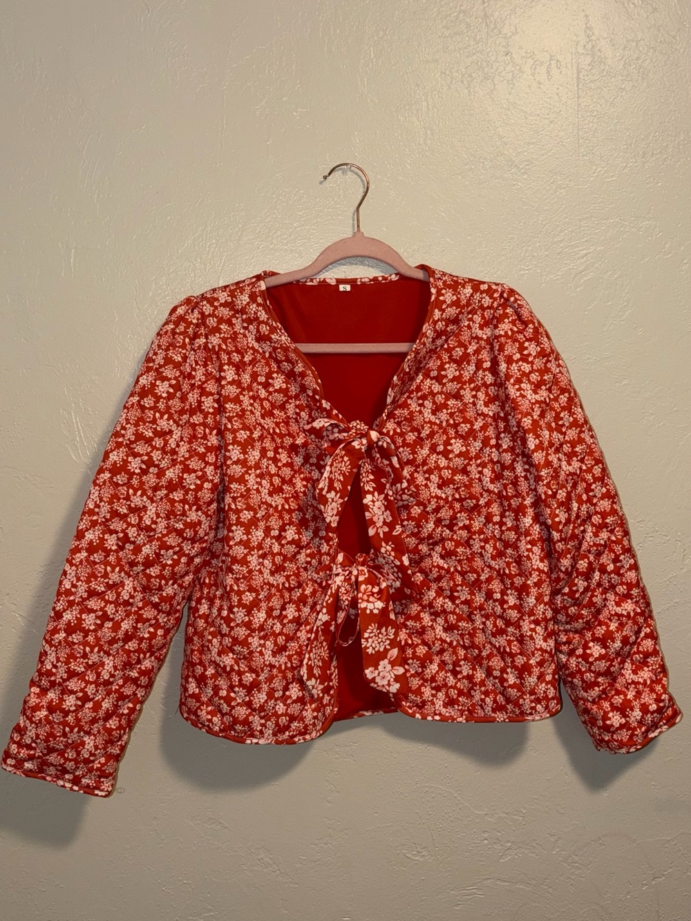 Red Floral Tie-Front Jacket